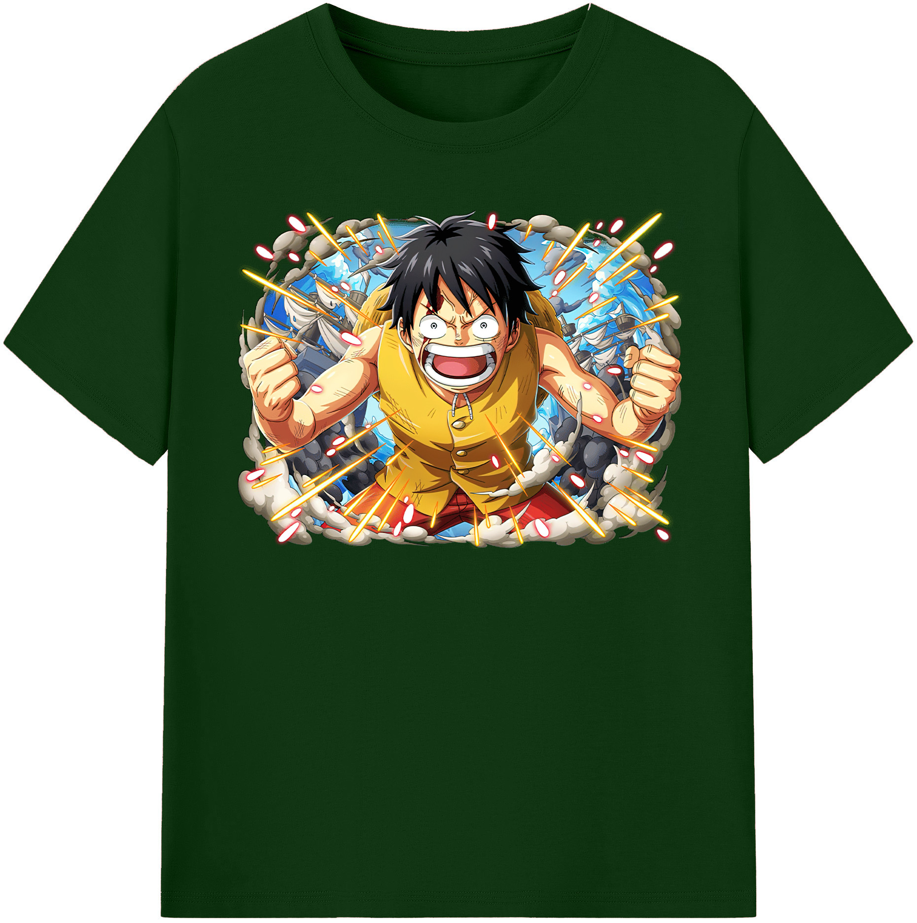 ワンピース モンキー・D・ルフィ ONE PIECE Monkey D. Luffy 綿100％半袖Tシャツ（フロントプリント）